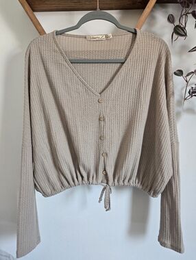 Liberty Love Neutral Knit Button-Front Cardigan
